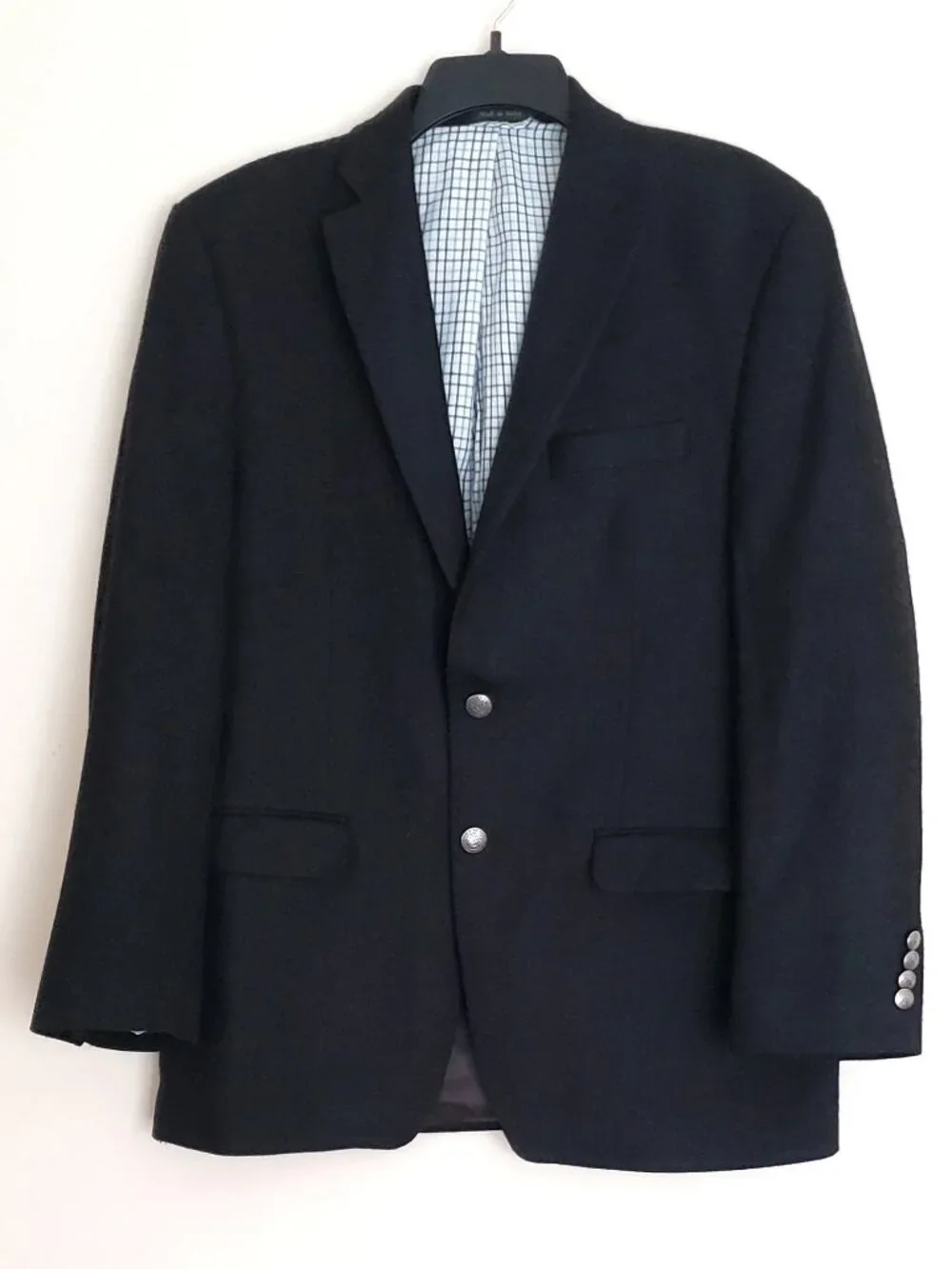 Lauren Ralph Lauren Men's 40R Tweed Charcoal Blazer Coat Jacket Silver Buttons